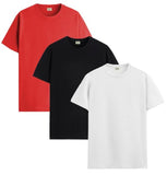 Adro Men'S Solid Regular Fit T-Shirt (Rcm3-Pln-Rd-Bl-Wh_Red,Black,White