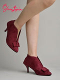 Shoetopia Solid Bow Detailed Cherry Pumps For Girls-Eu37,Bronze,4,B0D5HGJ1P2