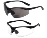 Calabria 91348 2 Pack Bulk Bifocal Reading Safety Glasses +3.00 Clear/Grey Mens Womens Wrap Around Eye Protection Protective