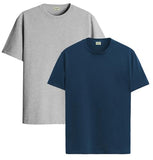 ADRO T Shirts Pack of 2 Mens Tshirts Cotton T Shirts for Men Tshirt T-Shirts Combo T Shirts Tshirts for Men Plain Solid Tshirts Grey Teal Tshirt for Men RCM2-PLN-GR-SB-S,Grey,Teal