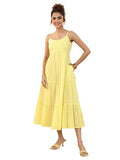 Libas Women'S Cotton Fit And Flare Midi Dress (29578_Light Yellow