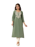 Libas Women'S Cotton Blend Paisley Straight Kurtas (98184_Green_L)