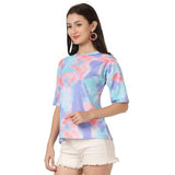 Dhruvi Trendz Women'S Rayon Casual Regular Top (Dt-W1554) Sky Blue-Purple Xl