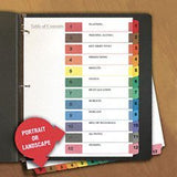UNIVERSAL TOC Dividers, Assorted Color 12Tab, 112, Letter, White, Six Sets per Pack (Case of 12)
