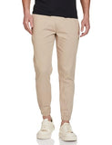 Fyltr Men'S Taper Fit Stretch Cotton Joggers With Elasticated Waistband & Drawstrings Beige,Beige,Beige,28