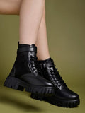 Shoetopia Smart Casual Side Buckle Detailed Black Boots For Women & Girls /Eu37,Black,4,B0DM6CFKW2