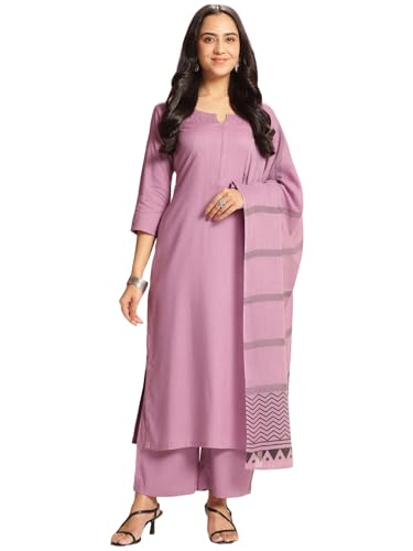 Anni Designer Women'S Rayon Viscose Solid Straight Kurta With Pant & Dupatta (Raja Saab Purple-Vks09_3Xl_Purple_Xxx-Large),Purple,3XL