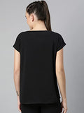 Enamor Athleisure Womens Relaxed Fit Long Length Short Sleeve Boat Neck 4 Way Stretch Antimicrobial Cotton Tee With Inspiring Gr