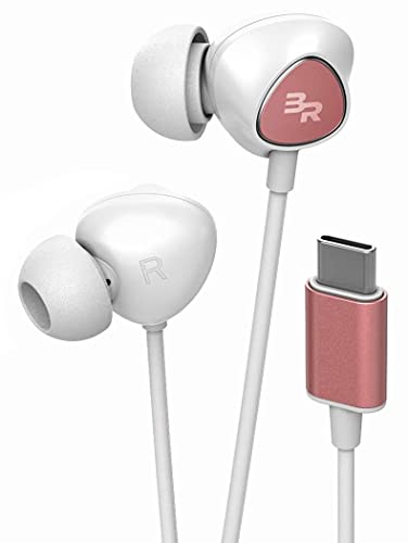 Bolle & Raven USB-C Headphones with Mic, in-Ear Wired Earphones with Inline Remote + Microphone for Type-C Phones Including Pixe