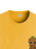 ADRO Tshirt for Men | Anime T Shirt for Men | 100% Cotton Tshirt | Graphic Printed T-Shirt | Chest Printed Tshirt | Groot Anime Tshirt | T-Shirts| RN24-STICK-GROO-MU-S Mustard,Mustard