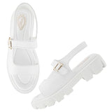 Shoetopia Casual White Platform Heeled Sandals For Women & Girls /Eu41,White,8,B0DDJK6D8Q