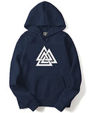 Adro Men'S Cotton Neck Hooded Sweatshirt (H21-M-Tkt-Nb_Navy_S)