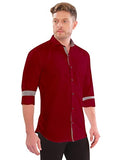 Lookmark Men'S Cotton Blend Stitched Solid Full Sleeve Shirt(Shirt 06-S) Red