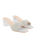 Shoetopia Embellished Rhinstone Silver Heels For Women & Girls /Eu37,Silver,4,B0DZVQN485