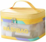 Zenovista Large Capacity Plastic Travel Toiletry Bag Simple Makeup Storage Bag With Handle Portable Wash Bag