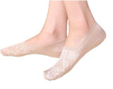 Ketkar WomenS & GirlS AntiSkid Lace Socks Foot Cover/Footies Socks_Free Size(Pack Of 01,Begie)