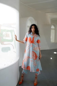 Anni Designer Women'S Cotton Blend Anarkali Printed Regular Fit Kurta With Pant (Santra Orange_S_Orange_Small),Orange,S,Cotton Blend,Anarkali,