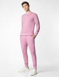 Fyltr Men'S Sweatshirt & Jogger Casual Co-Ord Set With Striped Rib Detail - Stripe Rib Detail On Neck Cuff & Hem | Casual Winterwear For Men,Peony Pink,Peony Pink,2Xl