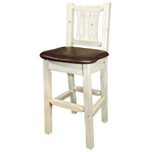 Montana Woodworks Homestead Collection Barstool With Back, Ready To Finish With Upholstered Seat, Saddle Pattern