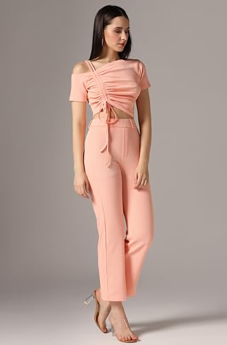Toplot Co Ord Set For Women Solid Top And Bottom (Top-Pant-5138-Peach-M),Peach,,B0CGNR5WQ3