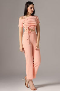 Toplot Co Ord Set For Women Solid Top And Bottom (Top-Pant-5138-Peach-M),Peach,,B0CGNR5WQ3