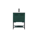 Elegant Decor Sloane 24 Mdf And Steel Single Bathroom Vanity In Green