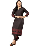 Gosriki Women'S Rayon Viscose Straight Printed Kurta With Pant (Ramkund Black-Vks03-Gs_Xl_Black_X-Large),Black,,B0F13SBF3Q