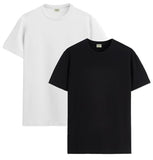 ADRO T Shirts Pack of 2 Mens Tshirts Cotton T Shirts for Men Tshirt T-Shirts Combo T Shirts Tshirts for Men Plain Solid Tshirts White Black Tshirt for Men RCM2-PLN-WH-BL-2XL,White,Black