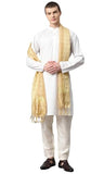 Weavers Villa Poly Silk Beige Ethnic Woven Striped Dupatta For Men (2.20 Mtrs)