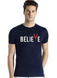 Adro Men'S Believe Design Printed T-Shirt (M, Navy Blue)