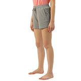 Enamor Essentials Women's Relaxed Fit Mid Rise 100% Cotton Mid-Thigh Length Shorts With Adjustable Waistband & Pockets - E078(E078-Ice Grey-M),Ice Grey