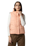 Fyltr Women'S Sleeveless Puffer Jacket With Contrast Full Zipper - Hood With Contrast Lining | Side Pockets | Quilt Pattern | Casual Winterwear For Women,Sun-Kissed Peach,Sun-Kissed Peach,2Xl