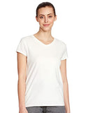 Enamor Essentials Womens Short Sleeve V Neck Slim Fit Breathable Stretch Cotton Tee - E067-(E067_Ivory_M)