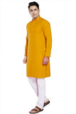 Divisive Men'S Sequince Embroidered Cotton Blend Slim Fit Kurta Pyjama Set (Dkrt31_L_Mustard)