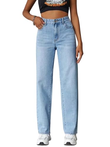Kotty Women'S High Rise Cotton Lycra Blend Ankle Length Relaxed Fit Jeans Light Blue (Blue,30)_Kottyladiesjeans1099L