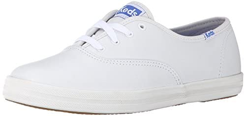 Keds womens Champion Leather Sneaker, White, 6.5 Wide US