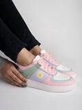 Shoetopia Women'S Block Heel Sneakers Pink,Pink,3,B0BT1Z3LJD