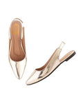 Shoetopia Women'S Block Heel Ballet Flats,Golden,9,B0CVBG472B