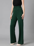 Kotty Women'S High Rise Viscose Rayon Relaxed Fit Korean Trousers Bottle Green,Bottle GreenApparel,34