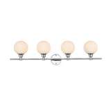 Living District Cordelia 4-Light Iron/Glass Bath Sconce In Chrome/Frosted White