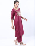 Ketch Polyester Womens Kurta&Duppatapalazzo (Khk3000091_Berry Berry M