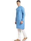 Sojanya (Since 1958 Men'S Cotton Blend Blue Printed Only Long Kurta Blue S
