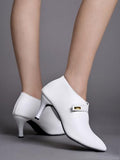 Shoetopia Women'S White Pointed Toe Heeled Bellies Elegant Slip-On Pumps With Strap Detail | Office Shoes Eu38,White,5,B0DRJH7J1V