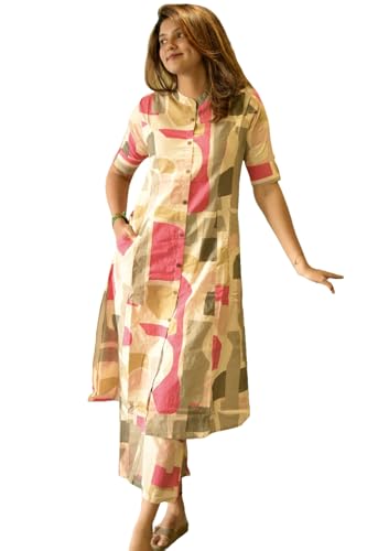 Anni Designer Women'S Rayon Viscose A-Line Printed Kurta With Pant (Eshwari Multi_Xxl_Multicolor_Xx-Large),Multicolour,2XL