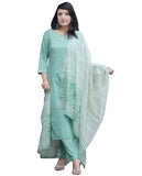 Gosriki Women'S Cotton Blend Embroidered Straight Kurta With Pant & Dupatta (Pragya See Green-Gs_Xxl_See Green_Xx-Large),See Green,2,B0D2Y7V5K7
