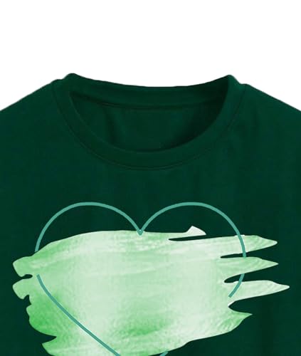 Toplot Heart Printed Round Neck Crop Top For Women (Big-Heart-Top-5201-Olive-S),Green,,B0DCTJCHJ3
