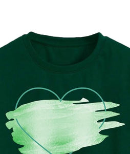 Toplot Heart Printed Round Neck Crop Top For Women (Big-Heart-Top-5201-Olive-S),Green,,B0DCTJCHJ3