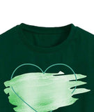 Toplot Heart Printed Round Neck Crop Top For Women (Big-Heart-Top-5201-Olive-S),Green,,B0DCTJCHJ3
