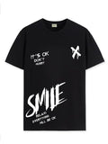 Adro Mens Smile Printed Cotton T-Shirt_Rn24-L2-Smile-Bl-S Black