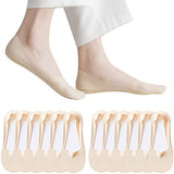Ketkar No Show Socks Women Invisible Low Cut Socks Ladies Nylon Footies Thin Non Slip Boat Sneaker Flat Liner 4 Pairs_Beige